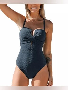 CUPSHE Women's Wrap Front Plunge Cutout Back Tie One Piece Swimsuit